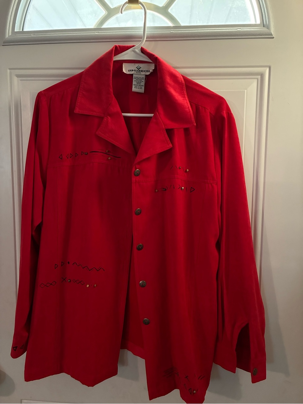 Vintage 90’s Erin London Petite Medium Western Geometric Detailed Blouse